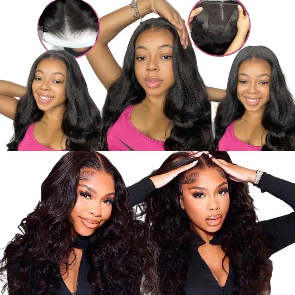 UNice Hair Bye Bye Knots Body Wave 7X5 Glueless Wigs Pre Cut Pre Bleached Lace Front Human Hair Wig 150% Density Swiss Lace Remy Hair Medium Length 18-24inch