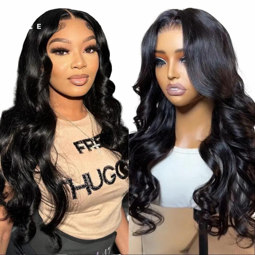 UNice Hair Bye Bye Knots Body Wave 7X5 Glueless Wigs Pre Cut Pre Bleached Lace Front Human Hair Wig 150% Density Swiss Lace Remy Hair Medium Length 18-24inch