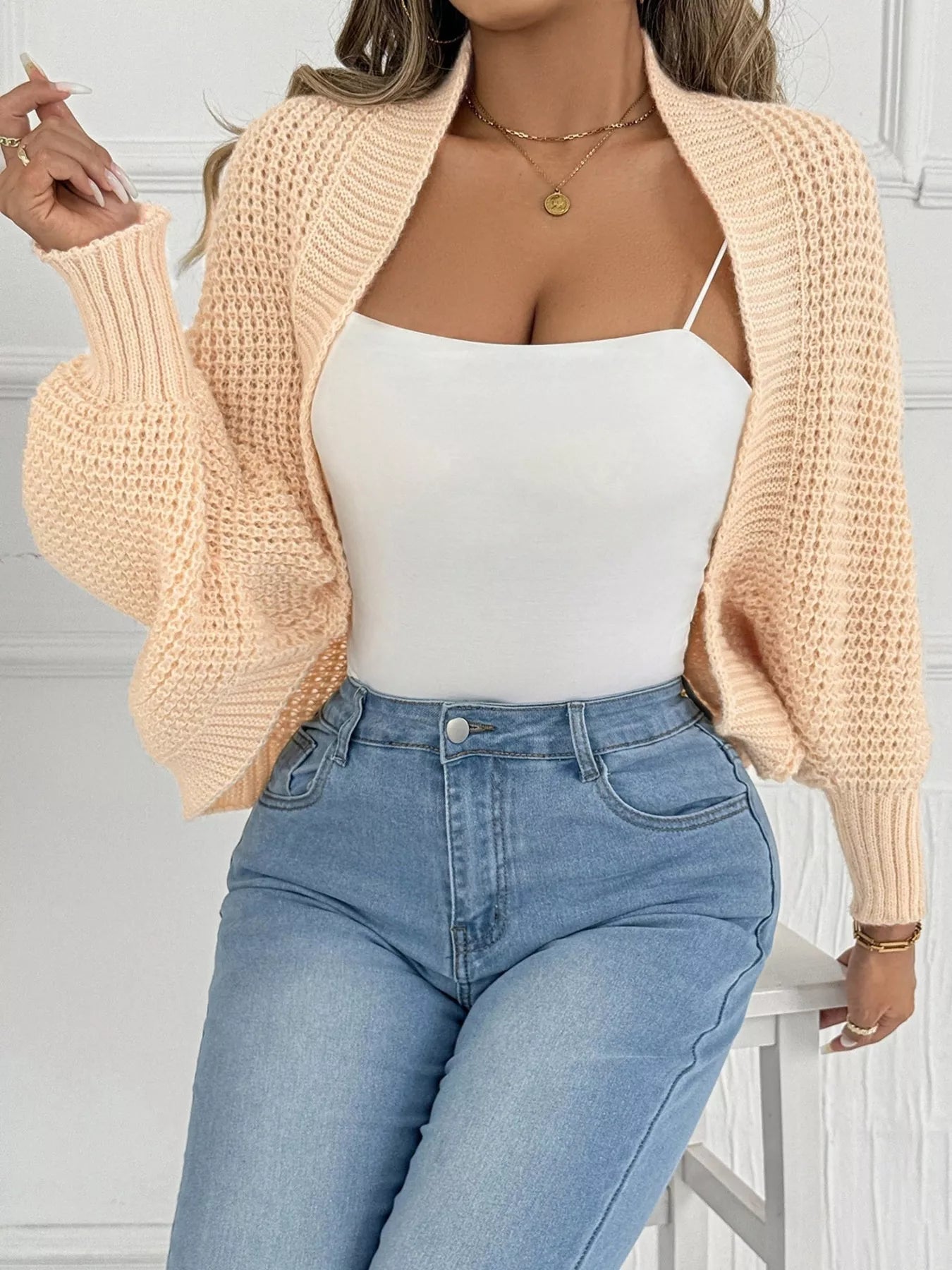 Open Front Batwing Sleeve Cardigan