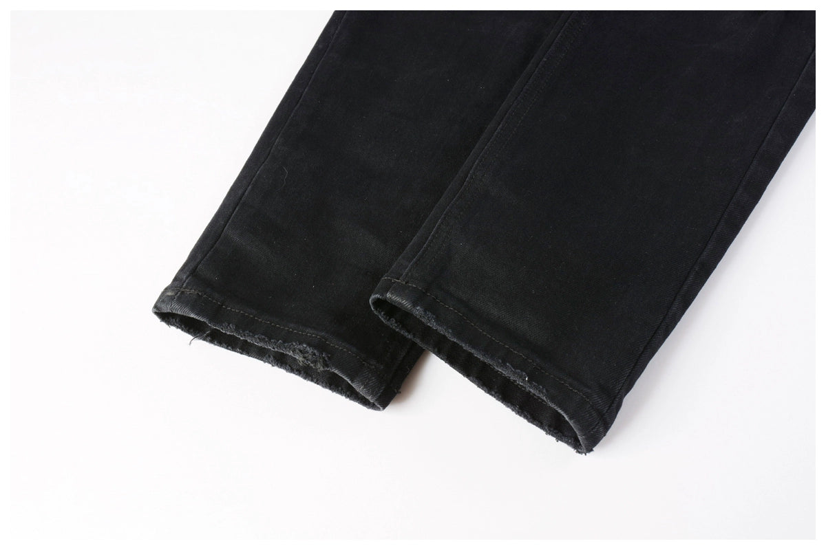 Kus Jeans American High Street Basic Hole Distressed Silm Pants Tight High Street Tight Men Denim Pants
