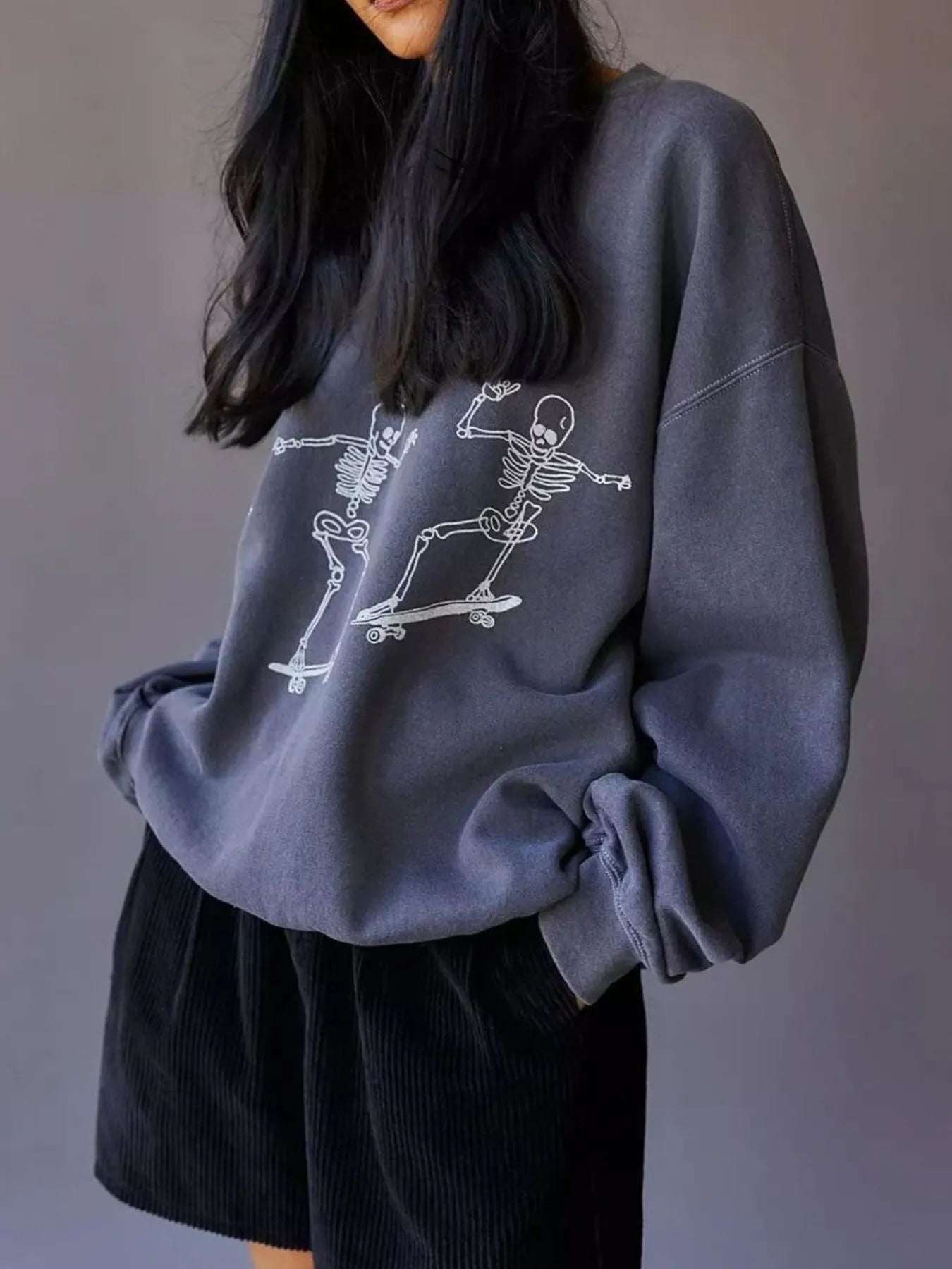 Skeleton Graphic Oversized Sweatshirt