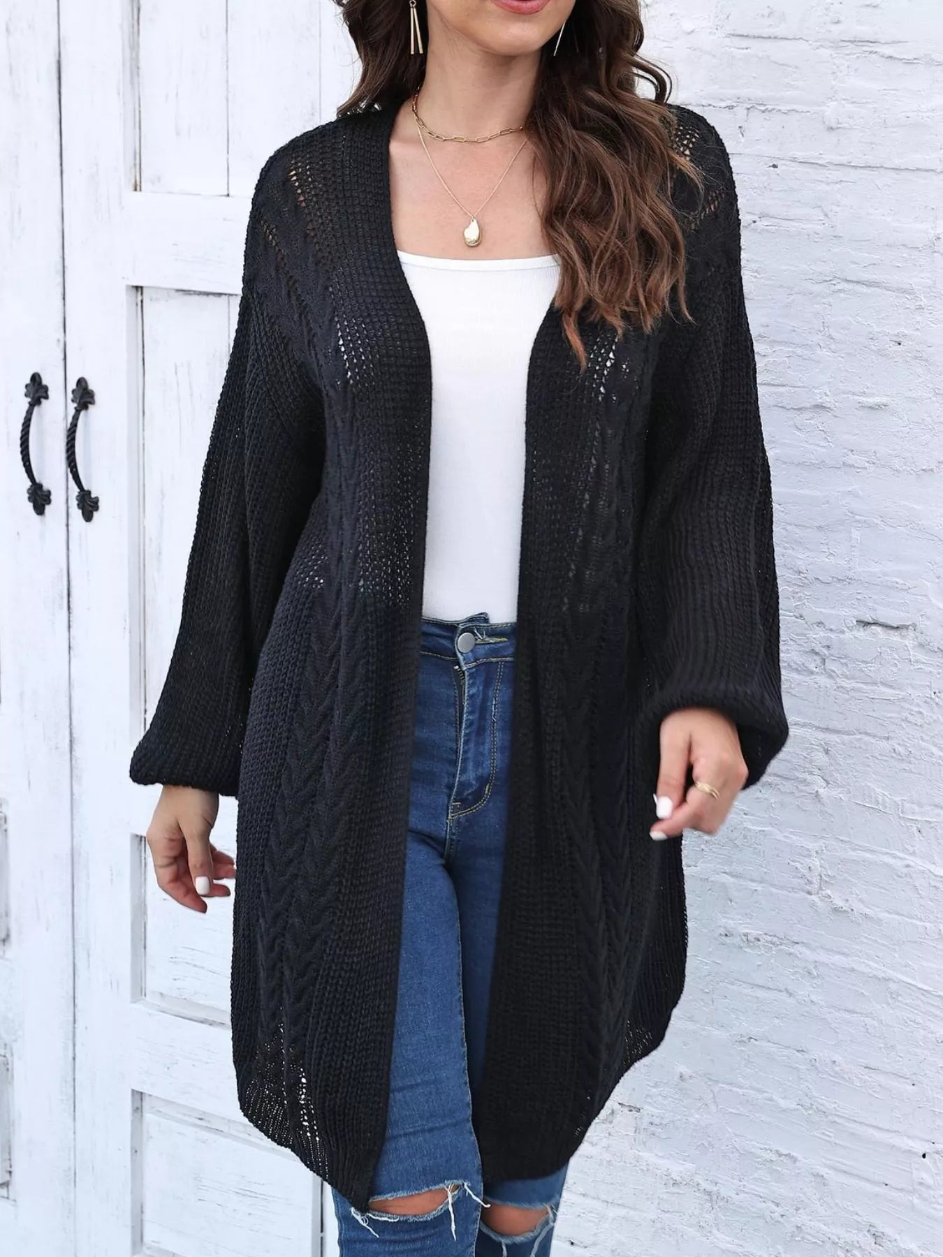 Open Front Long Sleeve Cardigan