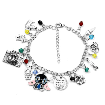 Disney Marvel Movie Peripheral Jewelry Winnie the Pooh Bear The Little Mermaid Moana Stitch Charm Bracelets For Women Girl Gift