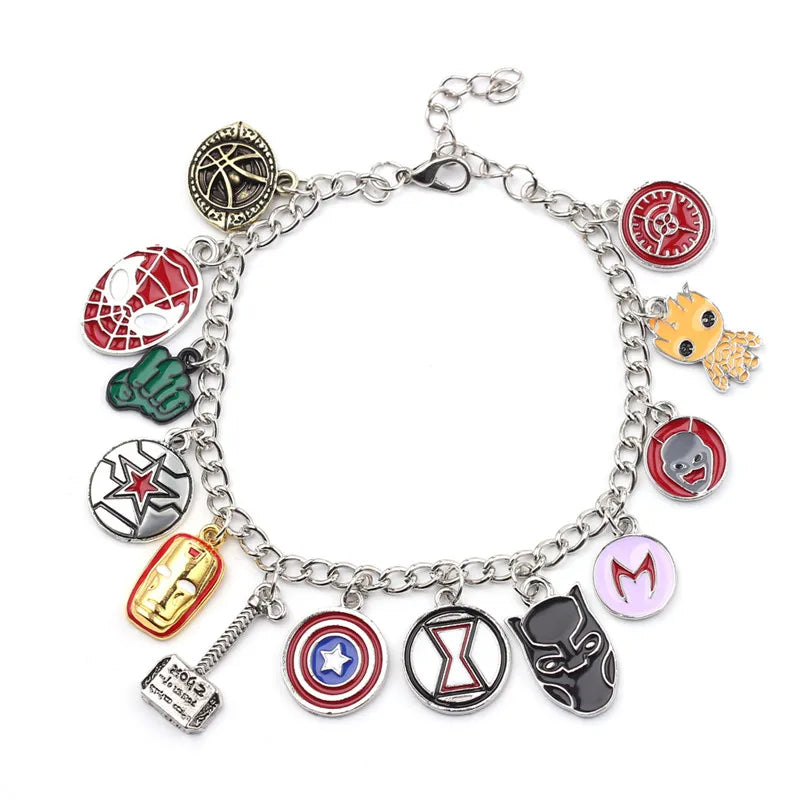 Disney Marvel Movie Peripheral Jewelry Winnie the Pooh Bear The Little Mermaid Moana Stitch Charm Bracelets For Women Girl Gift