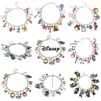 Disney Marvel Movie Peripheral Jewelry Winnie the Pooh Bear The Little Mermaid Moana Stitch Charm Bracelets For Women Girl Gift