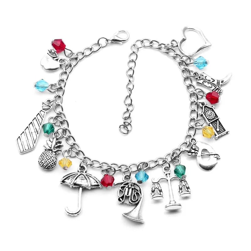 Disney Marvel Movie Peripheral Jewelry Winnie the Pooh Bear The Little Mermaid Moana Stitch Charm Bracelets For Women Girl Gift