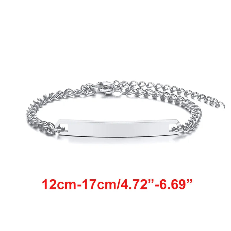 Vnox Custom Baby Girls Bracelets,Anti Allergy Stainless Steel Bracelet for Newborn Mom,Personalized Name Birthday Boy Girls Gift