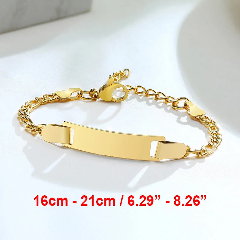 Vnox Custom Baby Girls Bracelets,Anti Allergy Stainless Steel Bracelet for Newborn Mom,Personalized Name Birthday Boy Girls Gift