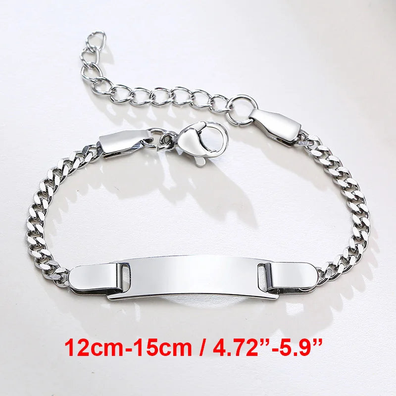 Vnox Custom Baby Girls Bracelets,Anti Allergy Stainless Steel Bracelet for Newborn Mom,Personalized Name Birthday Boy Girls Gift