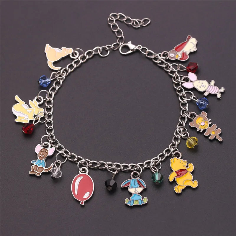 Disney Marvel Movie Peripheral Jewelry Winnie the Pooh Bear The Little Mermaid Moana Stitch Charm Bracelets For Women Girl Gift