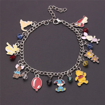 Disney Marvel Movie Peripheral Jewelry Winnie the Pooh Bear The Little Mermaid Moana Stitch Charm Bracelets For Women Girl Gift