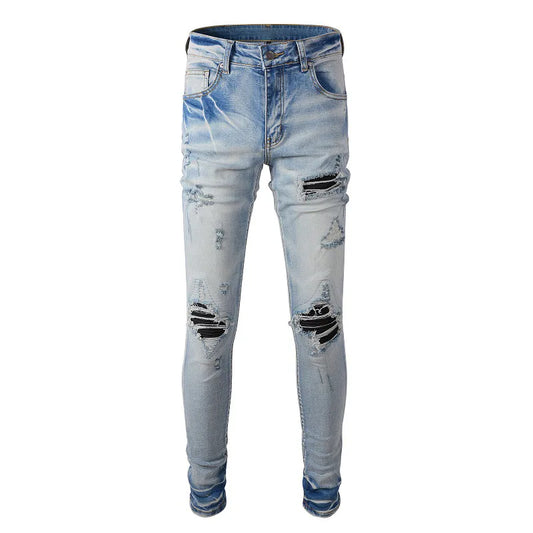 Hole Patch Slim Mens Jeans Top Quality Mens Streetwear Jeans Trousers for Men Quality Jeans