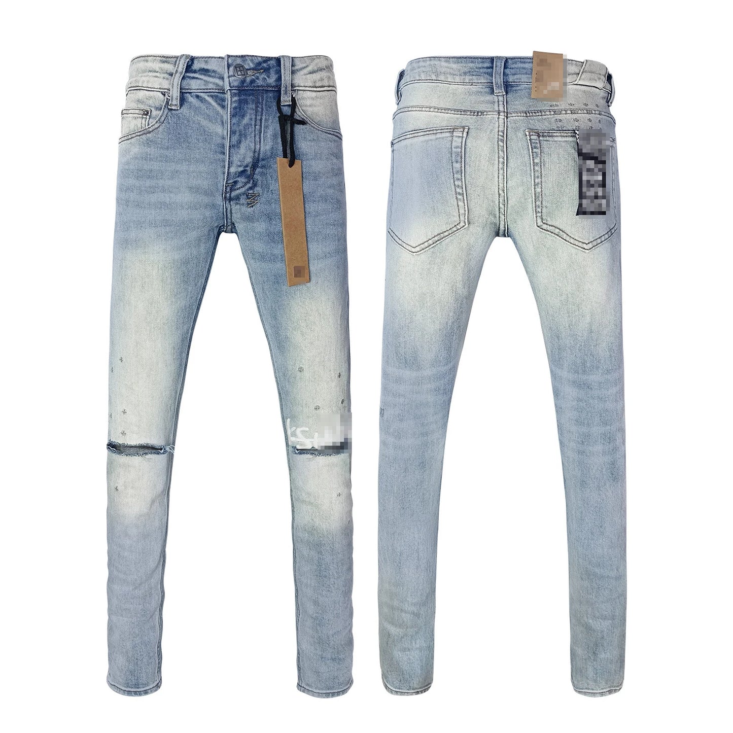 High Street Men's Jeans New Fashion Style Solid Denim Pants Mid Waist Hip Hop Style Print Casual Washed Hole Spring KSUBIING