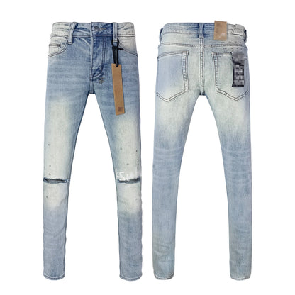 High Street Men's Jeans New Fashion Style Solid Denim Pants Mid Waist Hip Hop Style Print Casual Washed Hole Spring KSUBIING