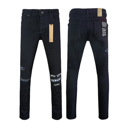 High Street Men's Jeans New Fashion Style Solid Denim Pants Mid Waist Hip Hop Style Print Casual Washed Hole Spring KSUBIING