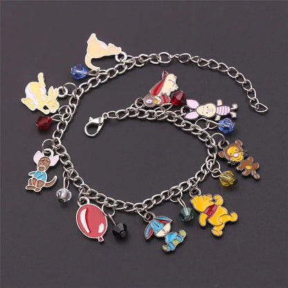 Disney Marvel Movie Peripheral Jewelry Winnie the Pooh Bear The Little Mermaid Moana Stitch Charm Bracelets For Women Girl Gift