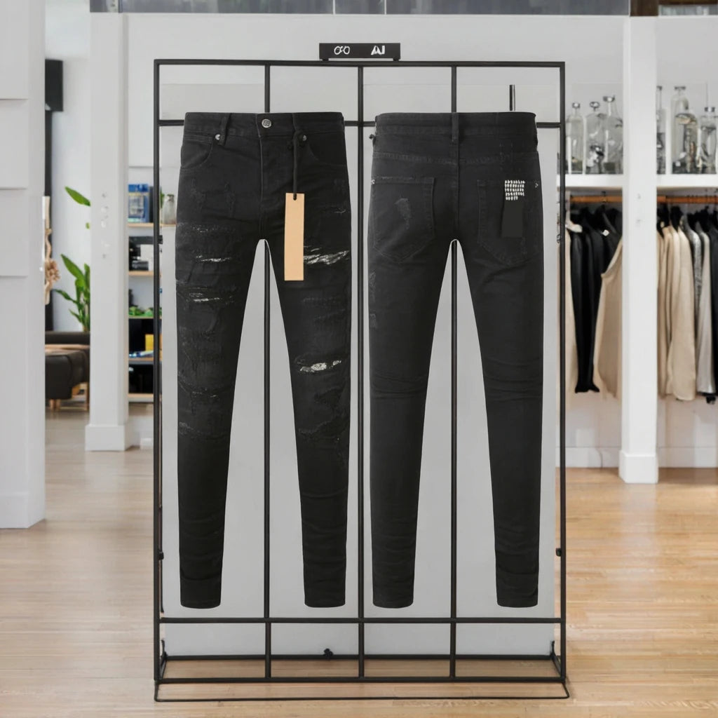 High Street Men's Jeans New Fashion Style Solid Denim Pants Mid Waist Hip Hop Style Print Casual Washed Hole Spring KSUBIING