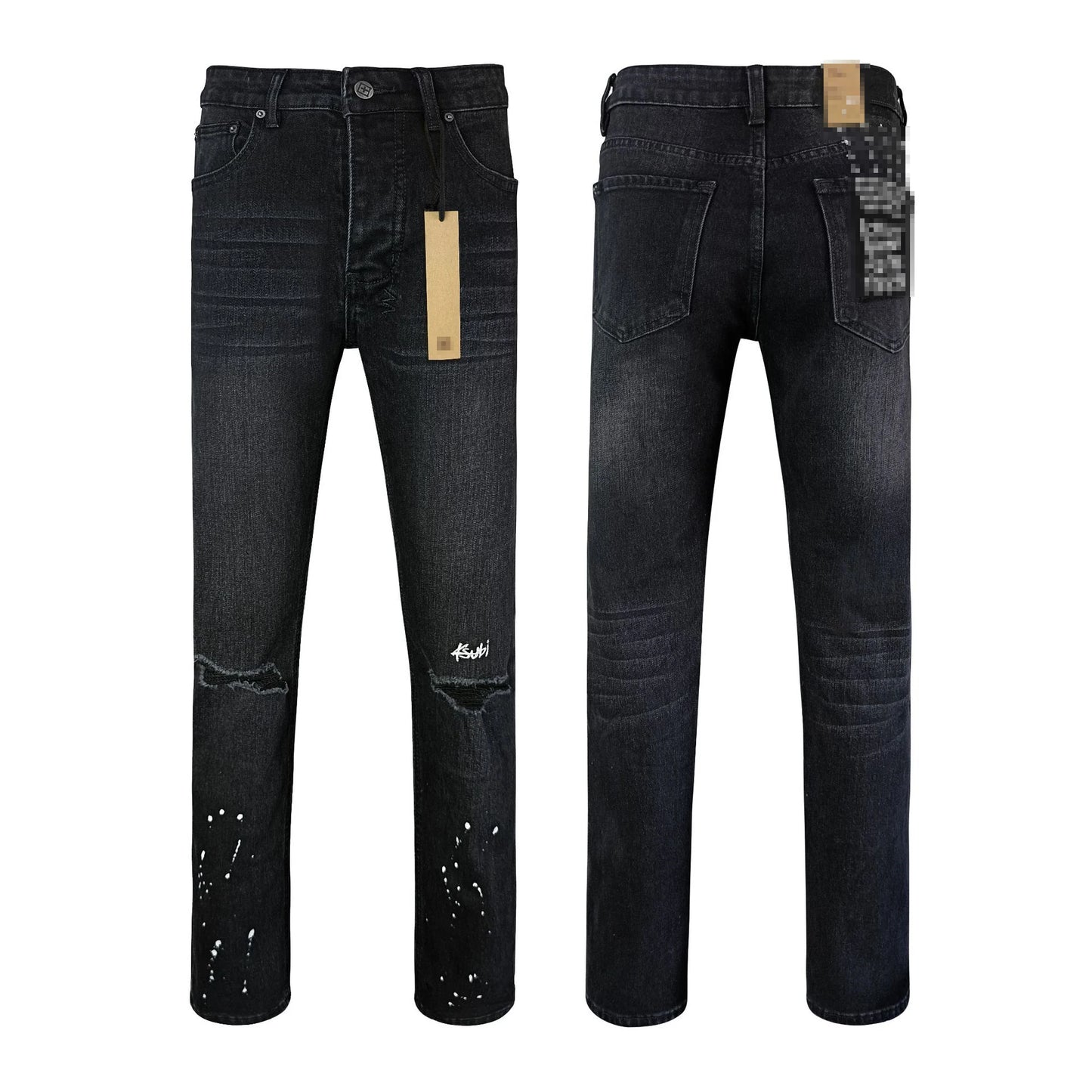 High Street Men's Jeans New Fashion Style Solid Denim Pants Mid Waist Hip Hop Style Print Casual Washed Hole Spring KSUBIING