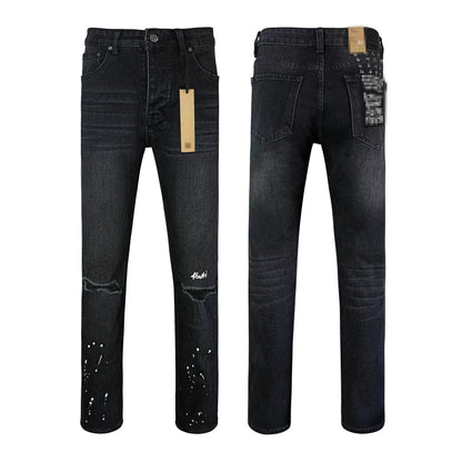 High Street Men's Jeans New Fashion Style Solid Denim Pants Mid Waist Hip Hop Style Print Casual Washed Hole Spring KSUBIING