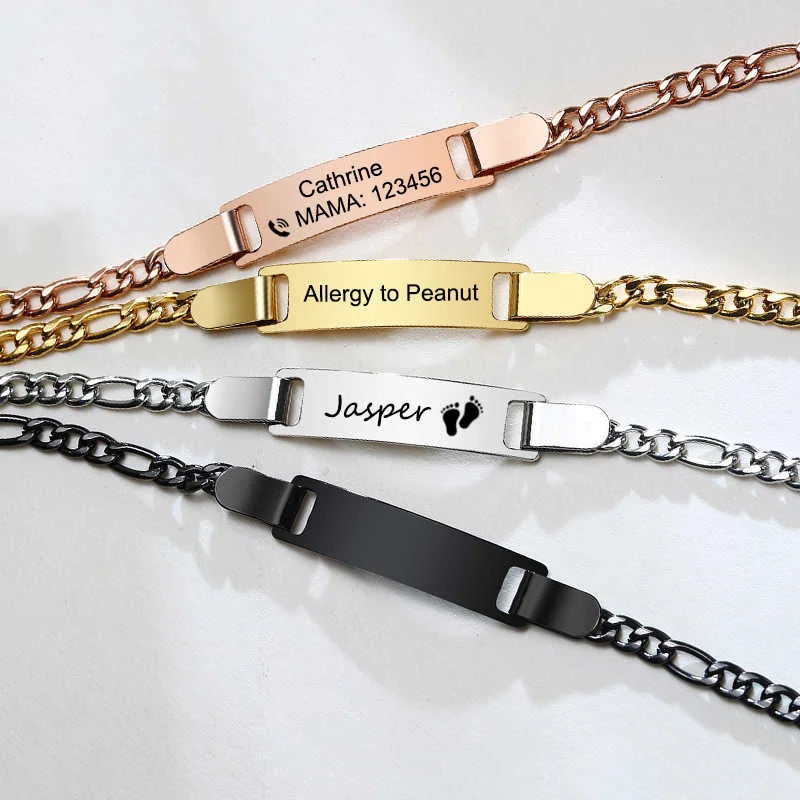 Vnox Custom Baby Girls Bracelets,Anti Allergy Stainless Steel Bracelet for Newborn Mom,Personalized Name Birthday Boy Girls Gift