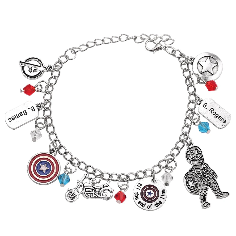 Disney Marvel Movie Peripheral Jewelry Winnie the Pooh Bear The Little Mermaid Moana Stitch Charm Bracelets For Women Girl Gift