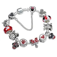 Disney Marvel Movie Peripheral Jewelry Winnie the Pooh Bear The Little Mermaid Moana Stitch Charm Bracelets For Women Girl Gift