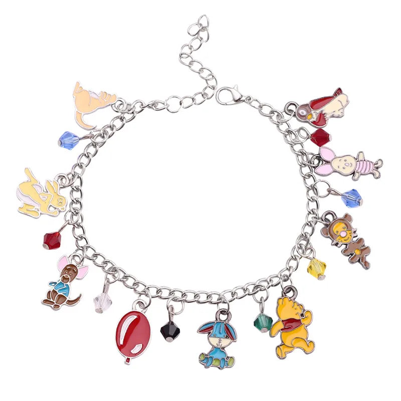Disney Marvel Movie Peripheral Jewelry Winnie the Pooh Bear The Little Mermaid Moana Stitch Charm Bracelets For Women Girl Gift