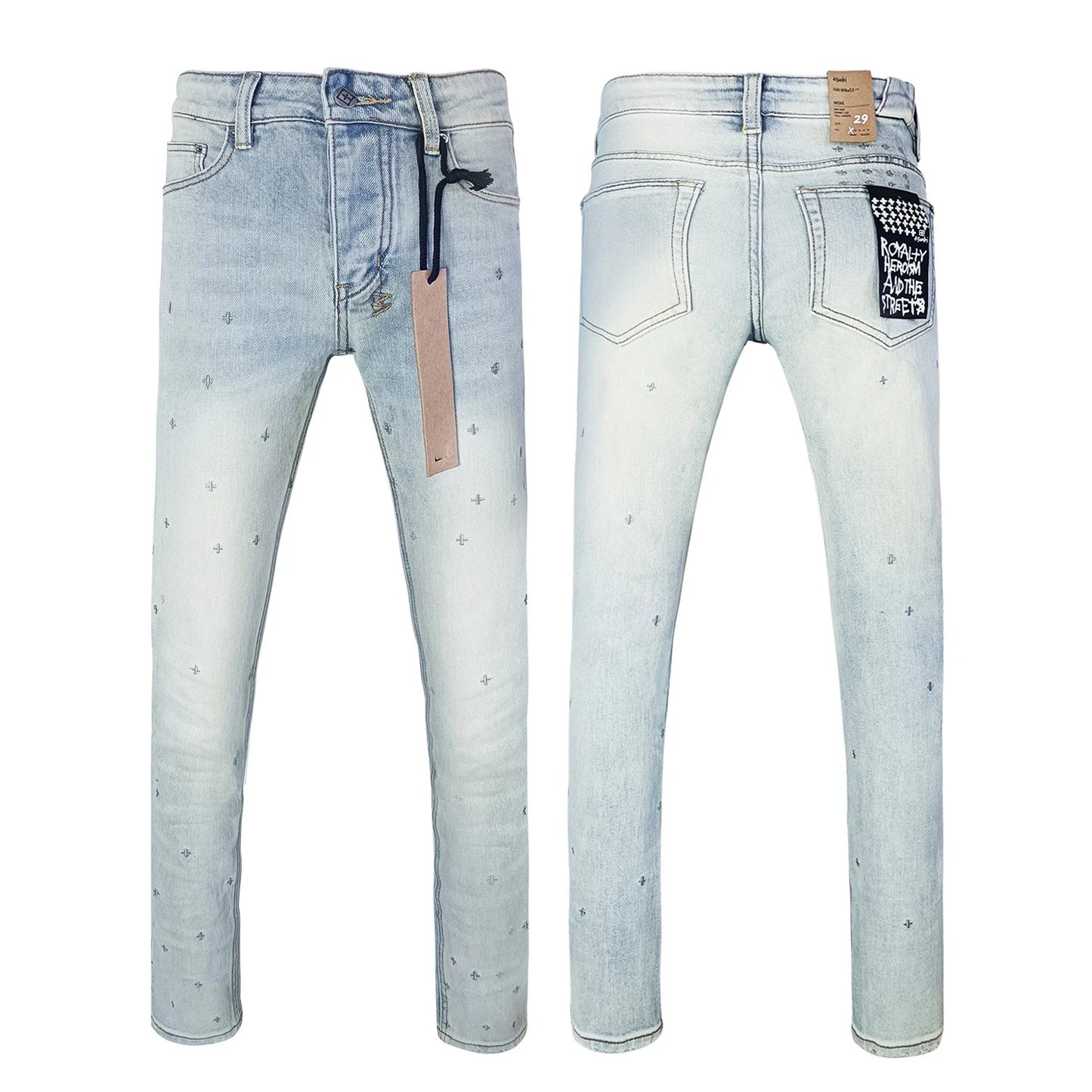 High Street Men's Jeans New Fashion Style Solid Denim Pants Mid Waist Hip Hop Style Print Casual Washed Hole Spring KSUBIING