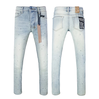 High Street Men's Jeans New Fashion Style Solid Denim Pants Mid Waist Hip Hop Style Print Casual Washed Hole Spring KSUBIING