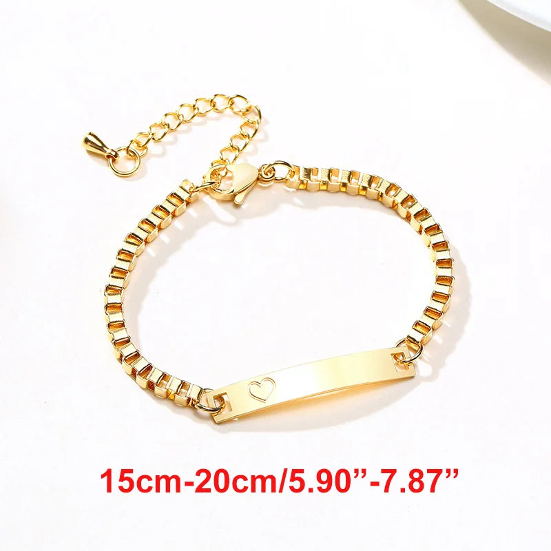 Vnox Custom Baby Girls Bracelets,Anti Allergy Stainless Steel Bracelet for Newborn Mom,Personalized Name Birthday Boy Girls Gift