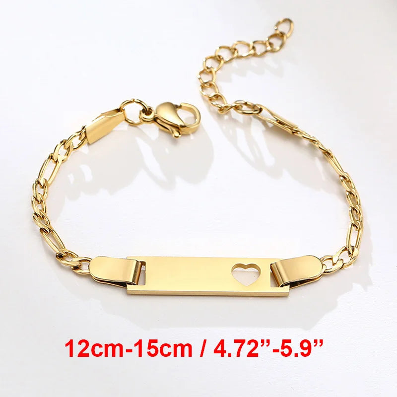 Vnox Custom Baby Girls Bracelets,Anti Allergy Stainless Steel Bracelet for Newborn Mom,Personalized Name Birthday Boy Girls Gift