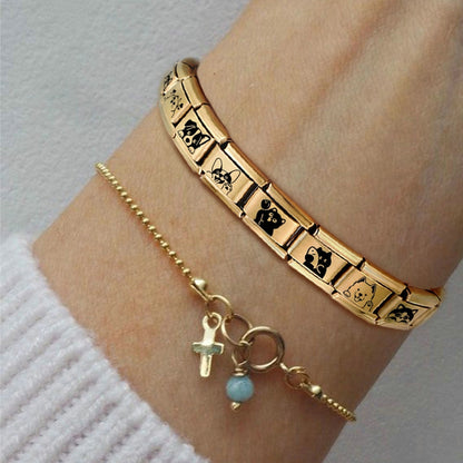 New Fashion 9mm 15 Style Italian Modular Charm Bracelet Fashionable Leisure Holiday Scenery Literary Modular Elastic Bracelet