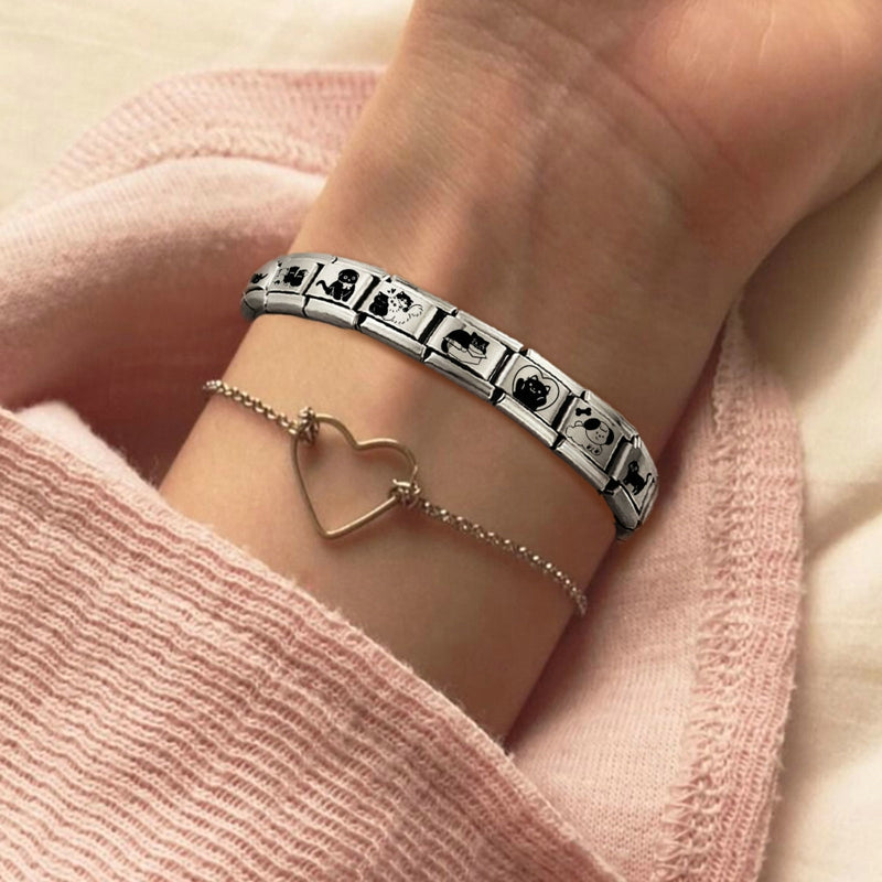 New Fashion 9mm 15 Style Italian Modular Charm Bracelet Fashionable Leisure Holiday Scenery Literary Modular Elastic Bracelet