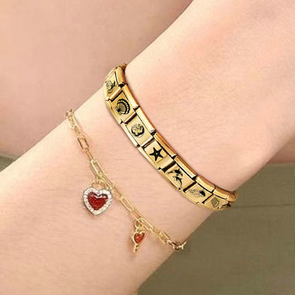 New Fashion 9mm 15 Style Italian Modular Charm Bracelet Fashionable Leisure Holiday Scenery Literary Modular Elastic Bracelet