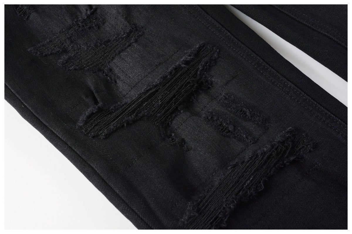 Kus Jeans American High Street Basic Hole Distressed Silm Pants Tight High Street Tight Men Denim Pants