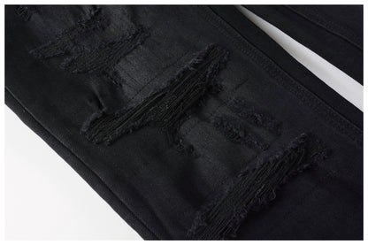Kus Jeans American High Street Basic Hole Distressed Silm Pants Tight High Street Tight Men Denim Pants
