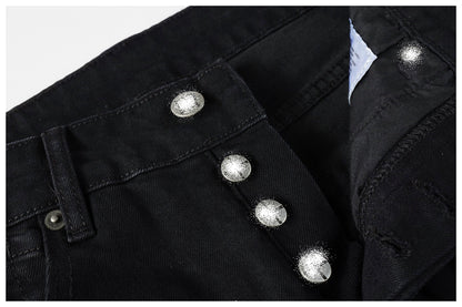 Kus Jeans American High Street Basic Hole Distressed Silm Pants Tight High Street Tight Men Denim Pants