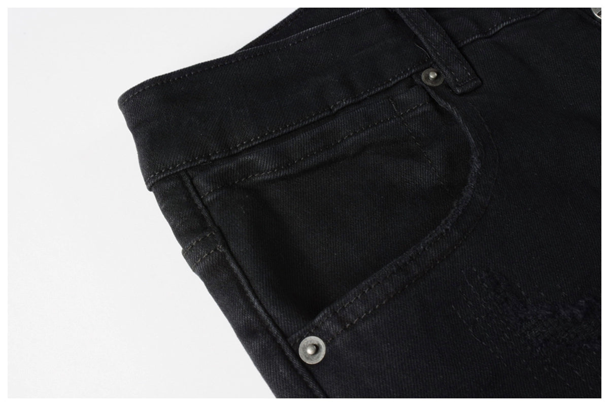 Kus Jeans American High Street Basic Hole Distressed Silm Pants Tight High Street Tight Men Denim Pants