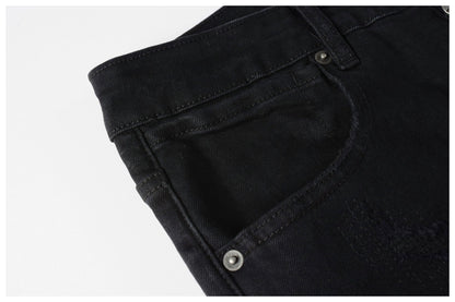 Kus Jeans American High Street Basic Hole Distressed Silm Pants Tight High Street Tight Men Denim Pants