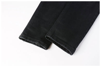 Kus Jeans American High Street Basic Hole Distressed Silm Pants Tight High Street Tight Men Denim Pants