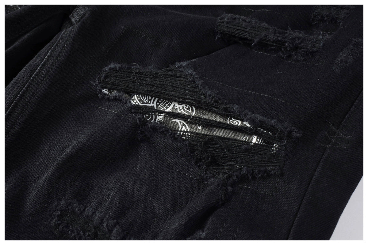 Kus Jeans American High Street Basic Hole Distressed Silm Pants Tight High Street Tight Men Denim Pants