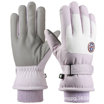 German Craftsmanship Ski Gloves for Women, Winter Fleece-Lined, Outdoor Cycling and Mountaineering Sports, Thickened, Waterproof, Windproof and Cold-Proof