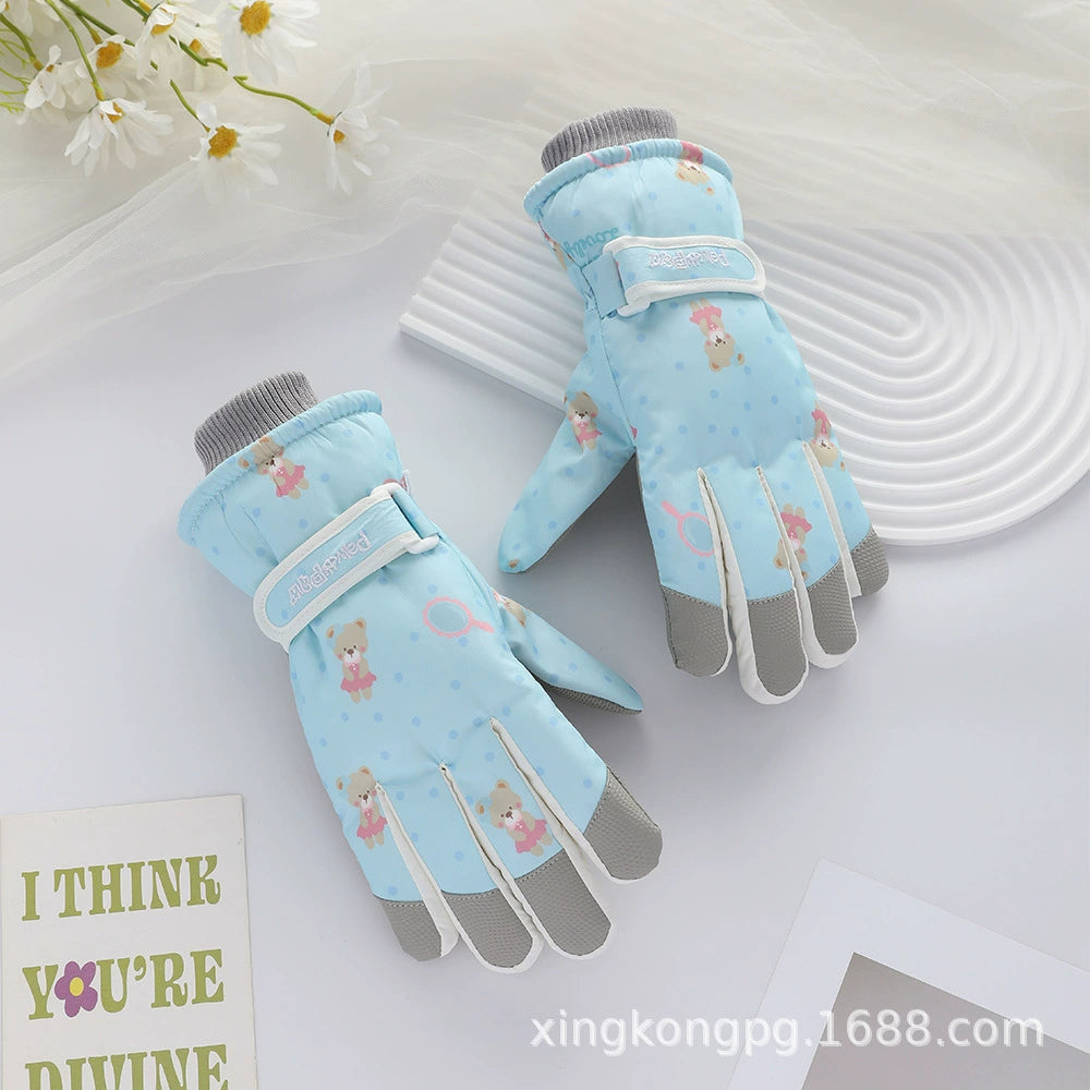 German Craftsmanship Ski Gloves for Women, Winter Fleece-Lined, Outdoor Cycling and Mountaineering Sports, Thickened, Waterproof, Windproof and Cold-Proof