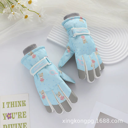 German Craftsmanship Ski Gloves for Women, Winter Fleece-Lined, Outdoor Cycling and Mountaineering Sports, Thickened, Waterproof, Windproof and Cold-Proof