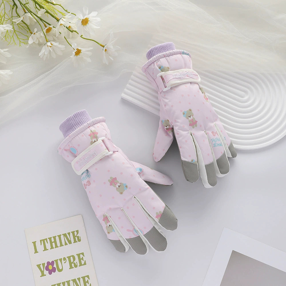 German Craftsmanship Ski Gloves for Women, Winter Fleece-Lined, Outdoor Cycling and Mountaineering Sports, Thickened, Waterproof, Windproof and Cold-Proof