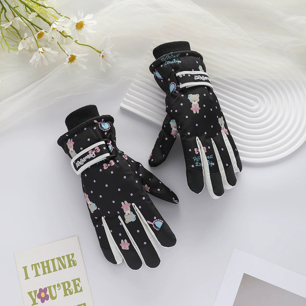 German Craftsmanship Ski Gloves for Women, Winter Fleece-Lined, Outdoor Cycling and Mountaineering Sports, Thickened, Waterproof, Windproof and Cold-Proof