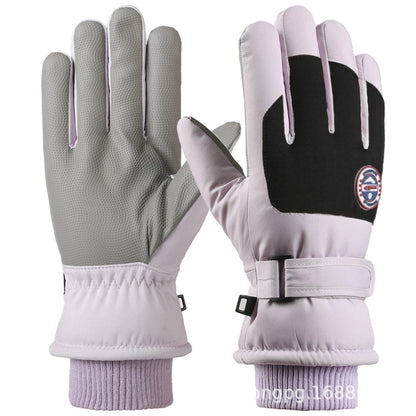 German Craftsmanship Ski Gloves for Women, Winter Fleece-Lined, Outdoor Cycling and Mountaineering Sports, Thickened, Waterproof, Windproof and Cold-Proof