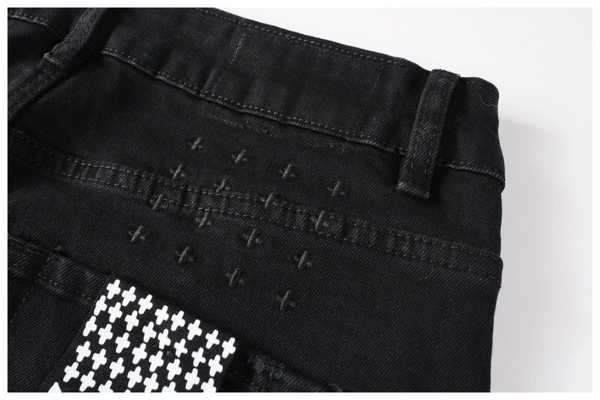 Kus Jeans American High Street Basic Hole Distressed Silm Pants Tight High Street Tight Men Denim Pants