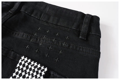 Kus Jeans American High Street Basic Hole Distressed Silm Pants Tight High Street Tight Men Denim Pants