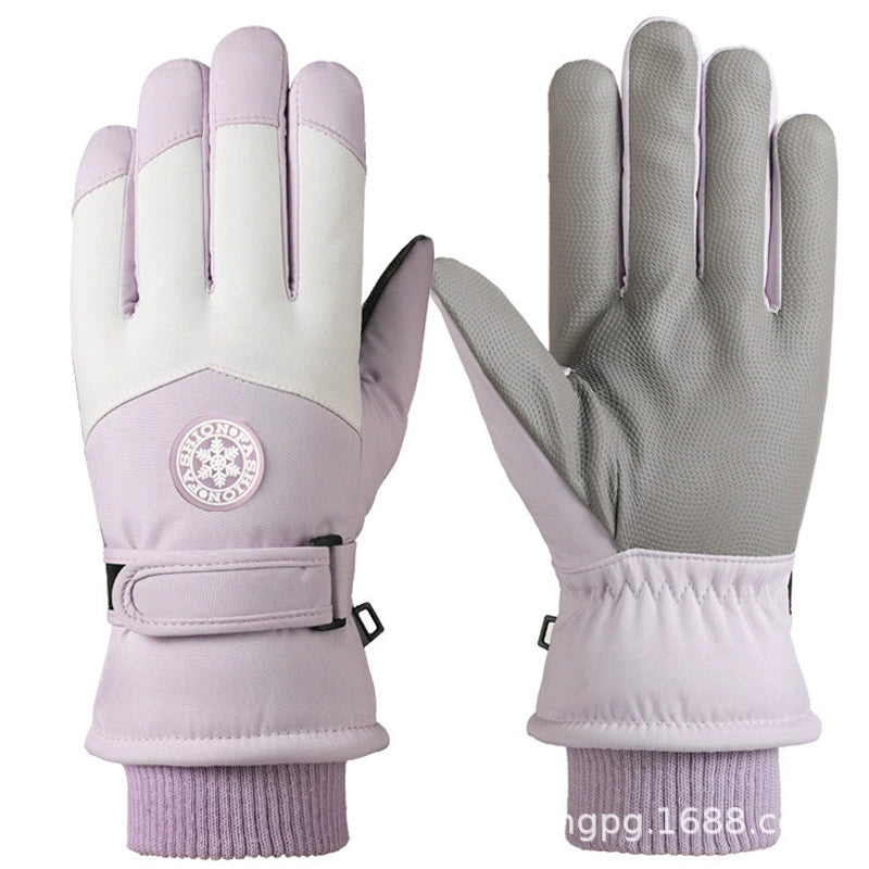 German Craftsmanship Ski Gloves for Women, Winter Fleece-Lined, Outdoor Cycling and Mountaineering Sports, Thickened, Waterproof, Windproof and Cold-Proof